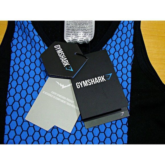 Gymshark Womens Blue Black Hex Design Bodycon Cerise Tank Top Size Small - Picture 6 of 10